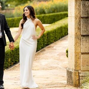 Show Me Your MuMu Ivory Luxe Satin Jasmine Halter Maxi Dress Women’s Size XXS